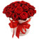 red roses in a hat box. USA
