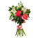 Bouquet of roses and alstroemerias with greenery. USA